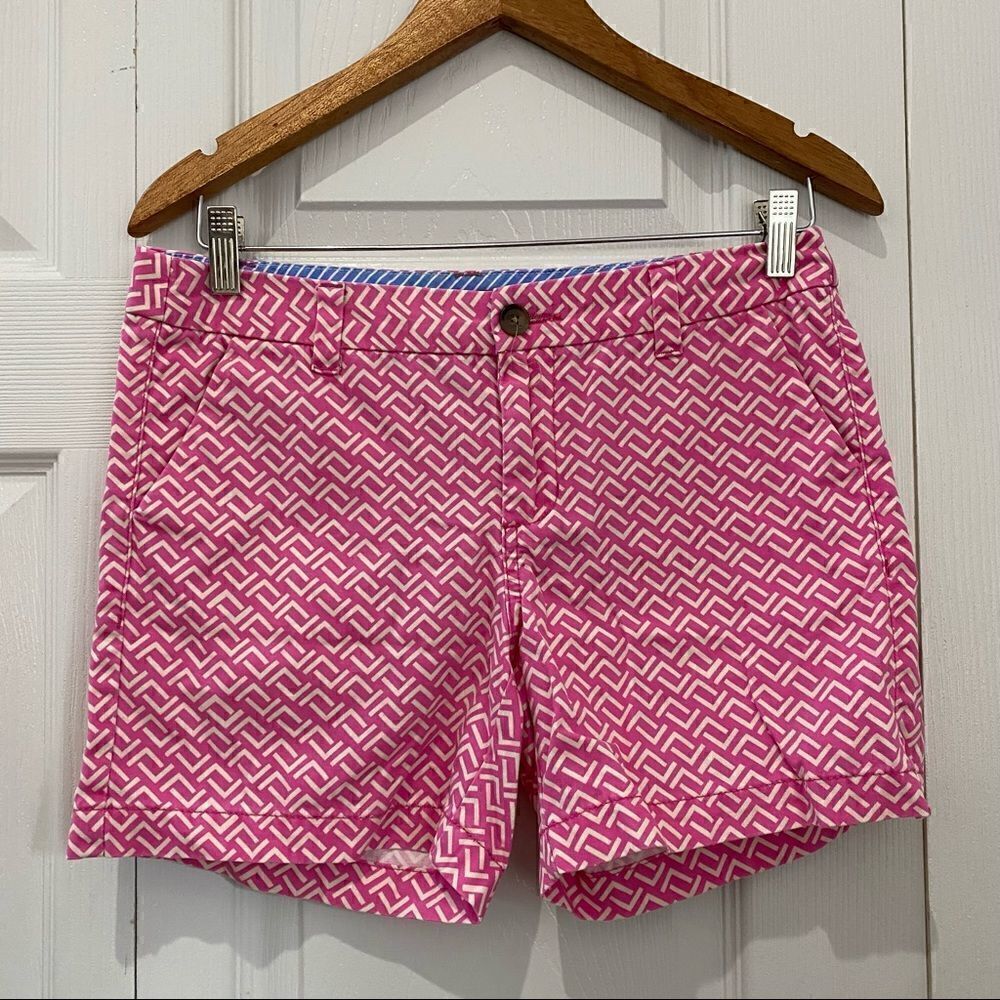 Merona Pink and White Geometric Flat Front Shorts
